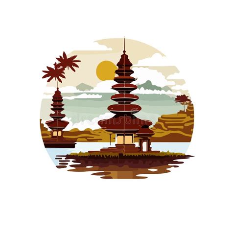 Ulun Danu Bratan Temple T Shirt Print Or Logo Stock Vector