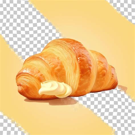 Croissant Relleno De Crema Aislado Sobre Fondo Transparente Archivo