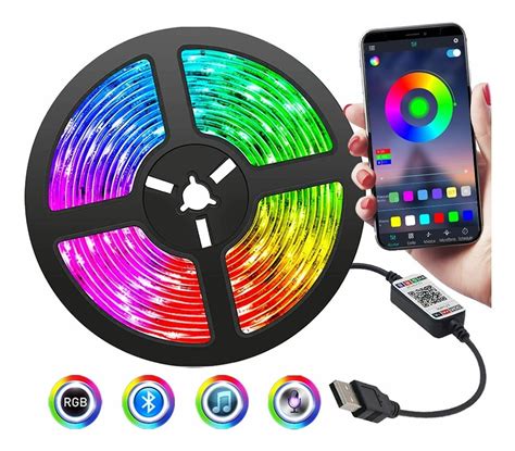 Tira Led 5050 Bluetooth Luces Rgb 5metros Usb Control De App Meses