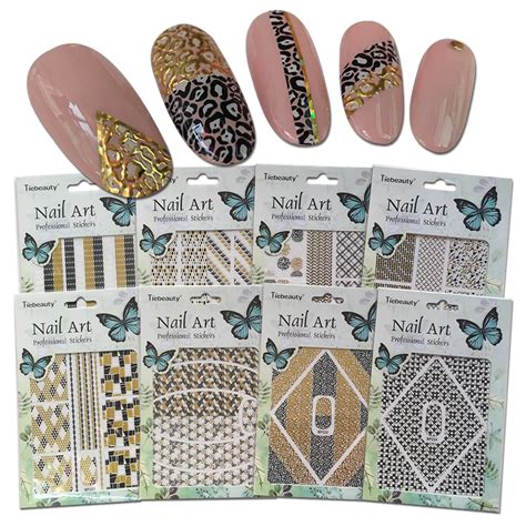 SWEET TREND 1Sheet Gold Black Mix Designs Nail 3D Stickers DIY Nail