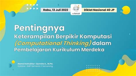 Pentingnya Keterampilan Berpikir Komputasi Computational Thinking