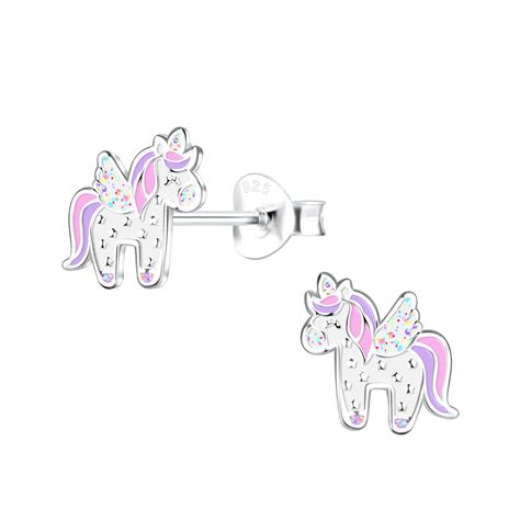 Silver Jd Sterling Silver Unicorn Ear Studs Jd