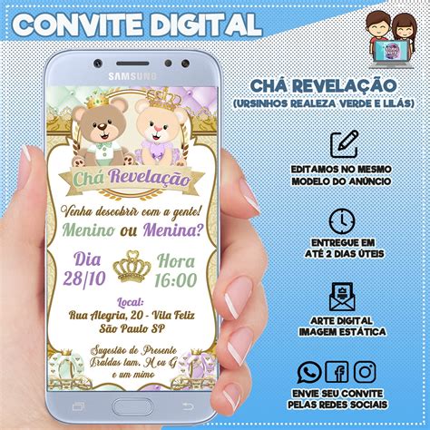 Convite Digital Ch Revela O Ursinhos Realeza Verde E Lil S No Elo