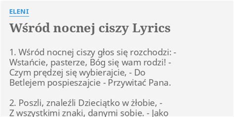 W R D Nocnej Ciszy Lyrics By Eleni W R D Nocnej Ciszy