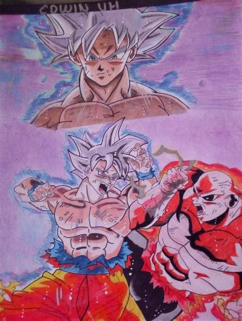 Dibujo De Batalla Final Entre Goku Y Jiren Realizado Con Colores