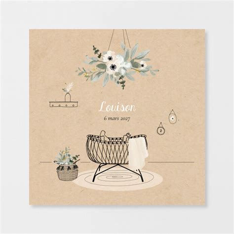 Faire Part De Naissance Berceau Fleuri Rosemood