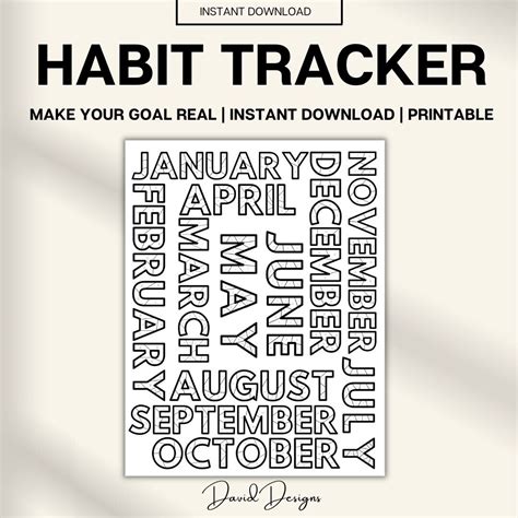 Habit Tracker Printable Yearly Habit Tracker 2023 Habit Tracker Goal