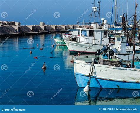 Boats Afloat At The Jaffa Harbor In A Beautiful Sunny Day Editorial