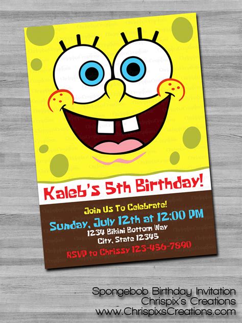 Spongebob Squarepants Birthday Invitation