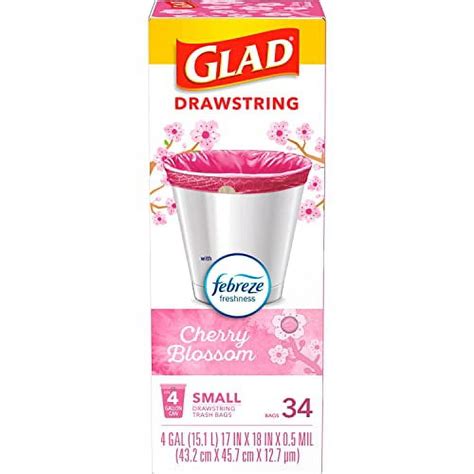 Glad Odorshield Trash Bags Gal Drawstring Febreze Cherry Ct