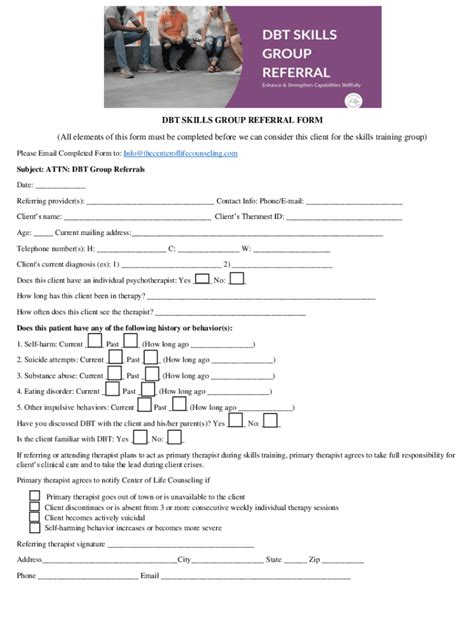 Fillable Online Dbt Skills Group Referral Form All Elements Of Fax