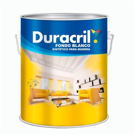 Fondo Blanco Sintético Duracril Base Para Maderas 10 Lts Pinturerias