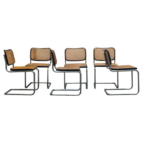 Cesca Chairs With Black Frames By Marcel Breuer Attr To Gavina Italy