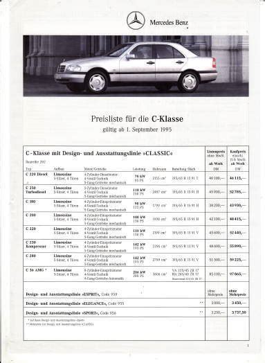 Preisliste Mercedes C Klasse 9 1995 Preise Histoquariat