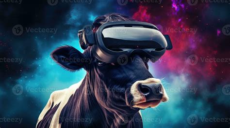 Cow Wearing Virtual Reality Goggles Virtual Reality Concept 27871347