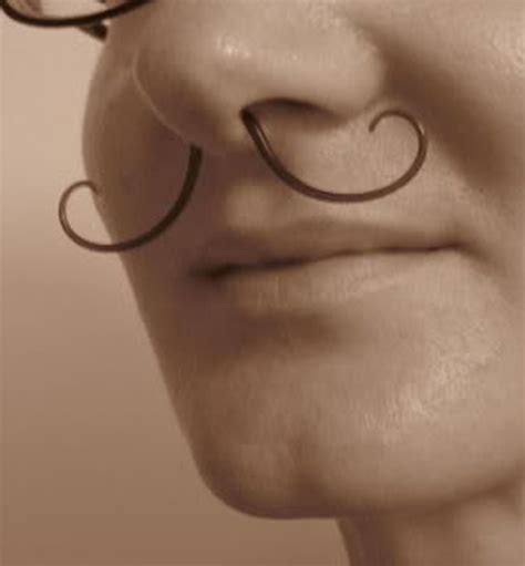 New Very Unique Black Titanium 14G Or 16G Mustache Septum Nose Ring 2 5