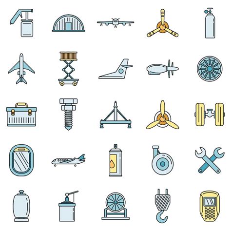 Premium Vector Industry Aircraft Repair Icons Set Vector Color