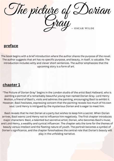 Summary Chapter Summaries The Picture Of Dorian Gray English Home