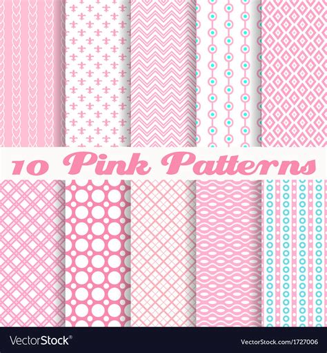 Pink Different Seamless Patterns Royalty Free Vector Image