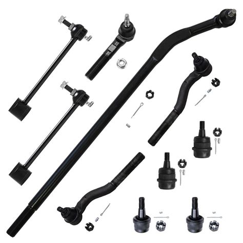 10pc Front And Rear Tie Rods Ball Joints Sway Bar Links Suspension Kit