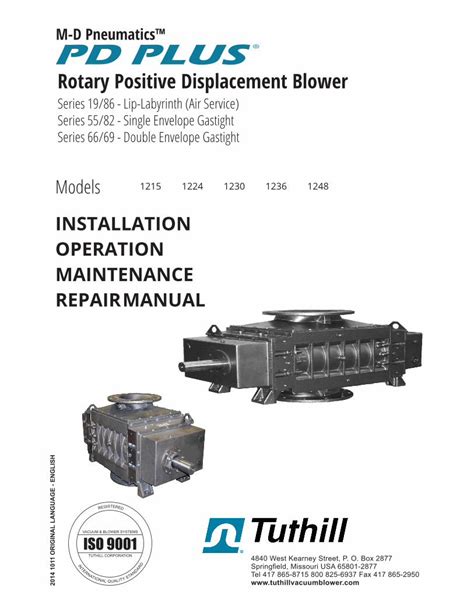 PDF 1200 Series PD Plus Product Manual 2009 Tuthill Vacuum Blower