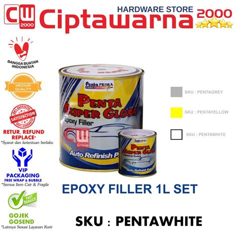 Jual Epoxy Filler Penta Super Gloss Grey Yellow White L Set Shopee