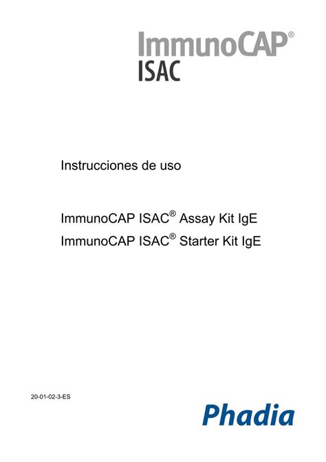 Instrucciones De Uso Immunocap Isac Assay Kit Ige Phadia