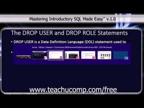 drop user  drop role statements  sql sql role users