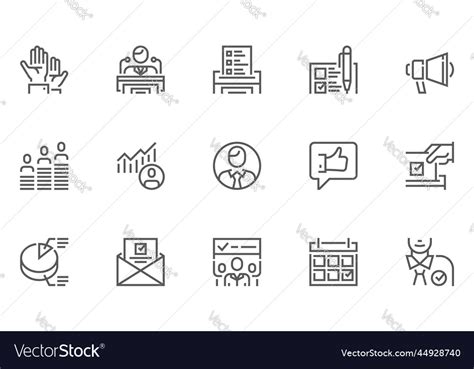 Voting And Elections Line Icons Set Royalty Free Vector