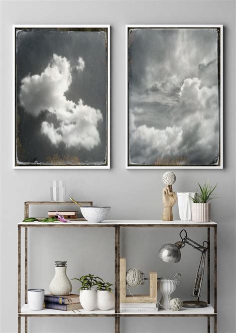 Large Wall Art, Nature Photography, Cloud Wall Art, Set of 2 Wall Art, Large Abstract Art, Black ...