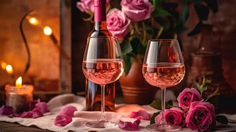 Premium Photo Glasses Of Rose Wine Illustration Ai Generativexa