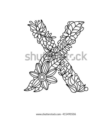 Floral Alphabet Letter Coloring Book Adults Stock Vector Royalty Free 415490506 Shutterstock