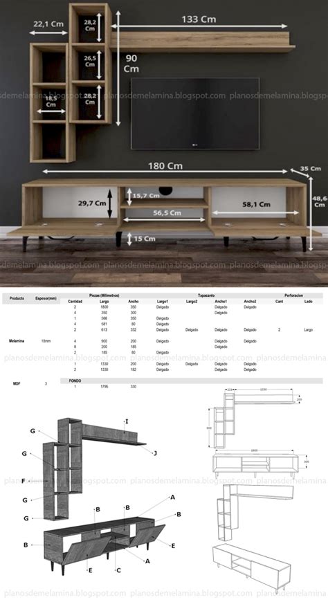 Plano Mueble De Melamina Para Tv Planos De Muebles Muebles Para Tv