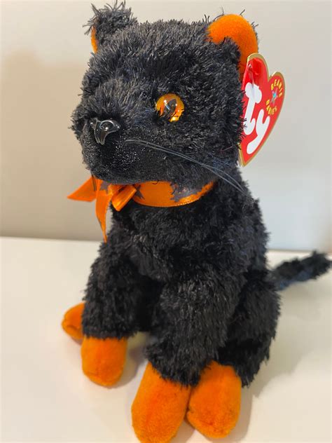 Ty Beanie Baby Fraidy The Black And Orange Halloween Cat 6 Etsy