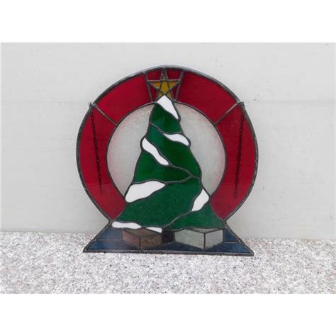 Stained Glass Christmas Tree Window Hanging