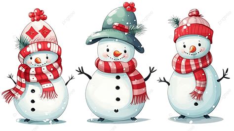 Set Of Christmas Snowman Collection Of Cute Company Snowmans In Hats