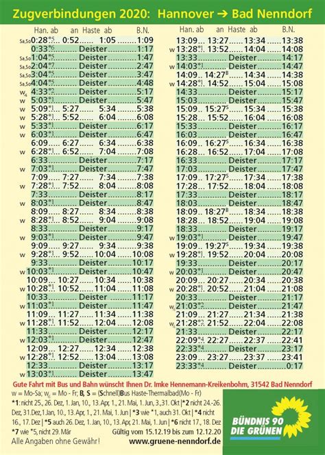 Neuer Taschenfahrplan Zum Fahrplanwechsel Gr Ne Nenndorf