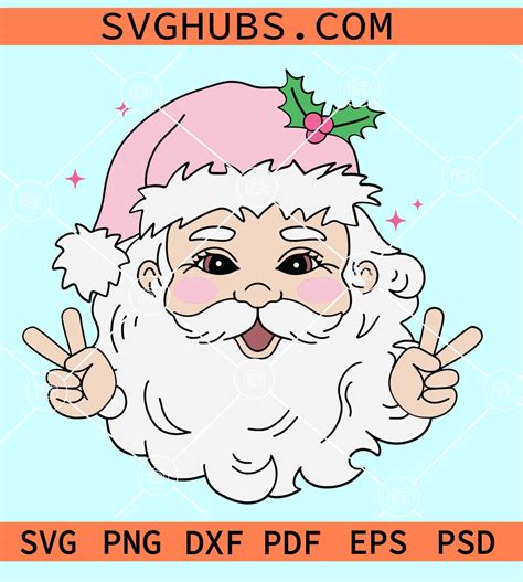 Retro Pink Santa Claus SVG Hippie Pink Santa SVG Hippie Santa SVG