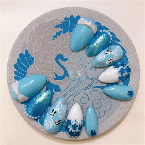 Mdzs Inspired Custom Press On Nails Lan Wangji Version Ita Etsy