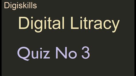 Digital Literacy Quiz No 3 Solution Digiskills Training Programme YouTube