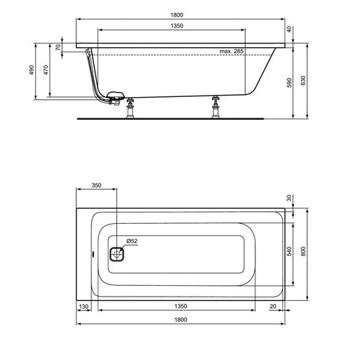 Ideal Standard E Tonic Ii Vasca Rettangolare Cm Per