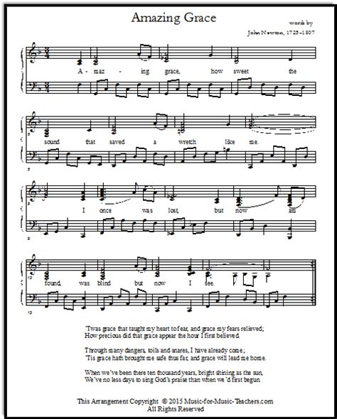 Amazing Grace Piano Sheet Music Full Arrangements Free