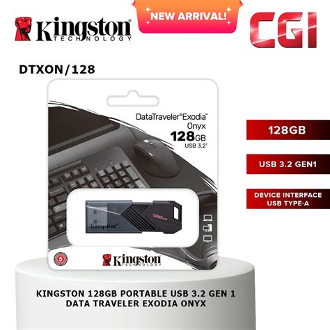 Kingston 128GB Datatraveler Exodia Onyx Type A USB 3 2Gen 1 Flash Drive