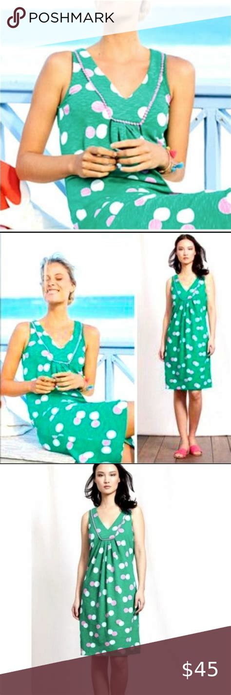 Boden Boden Tarifa Polka Dotted Dress Green Pink White 14l Polka Dot