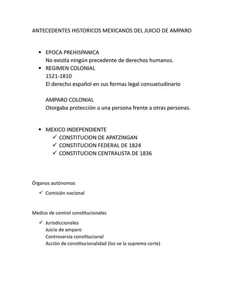 Amparo Antecedentes Historicos Mexicanos Del Juicio De Amparo Epoca
