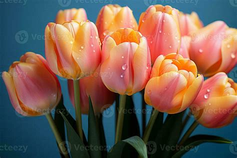 A Bunch Of Pink And Orange Tulips In A Vase Generative Ai 28373657