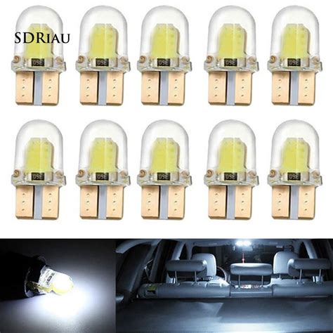 Bộ 10 đèn LED T10 W5W COB ánh sáng trắng chất liệu silicon thiết kế