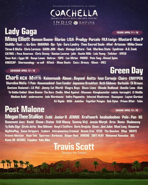 Lady Gaga Green Day Y Post Malone Lideran Coachella Jenesaispop