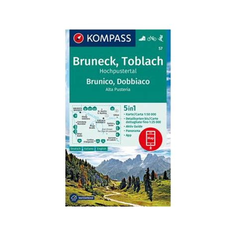 Kompass 57 Bruneck térkép Toblach Brunico Dobbiaco turista