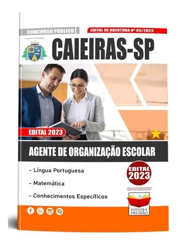 Apostila Concurso Agente De Organização Escolar 2023 Caieiras Sp